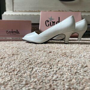Cinderella of Boston white leather heels